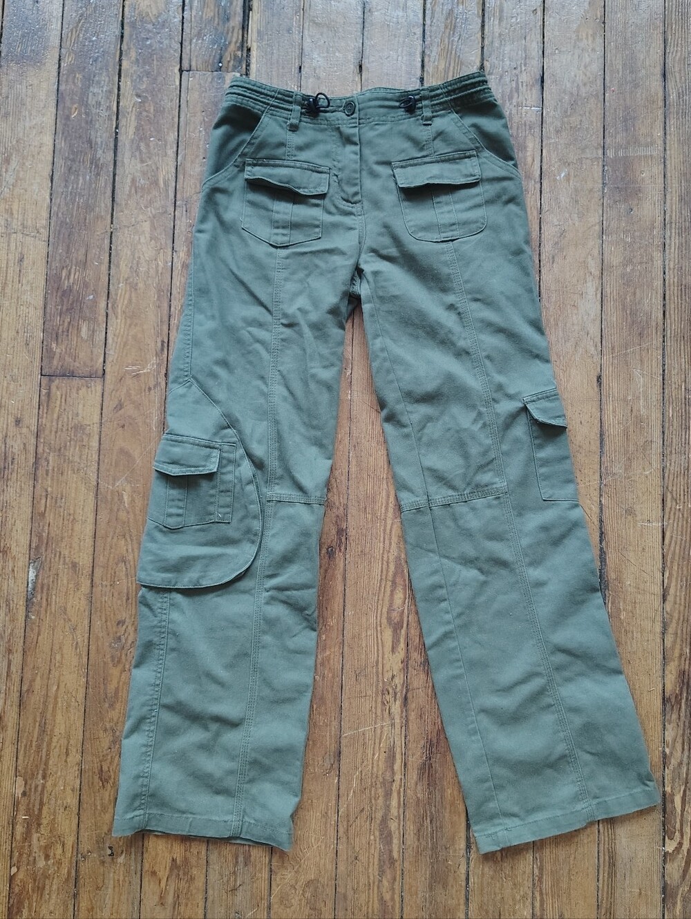 Brandy Melville Kim Cargo Pants Army Olive Green Small 24" 25" Baggy Leg Pant